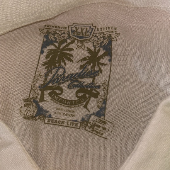 Paradise Collection Size XXL Linen Blend Short Sleeved Button Down Shirt - Picture 9 of 10